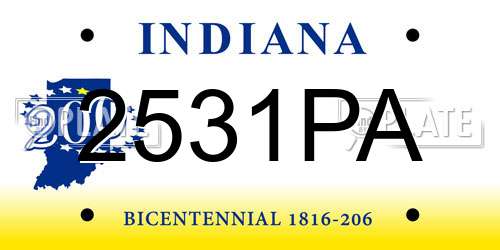 2531PA Indiana License Plate