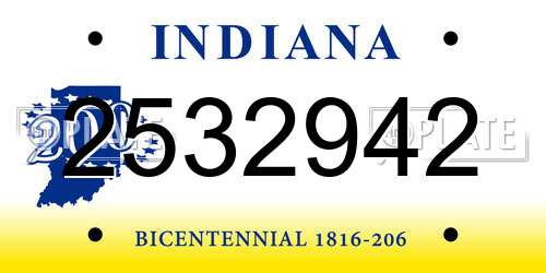 2532942 Indiana License Plate