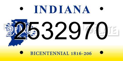 2532970 Indiana License Plate