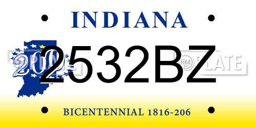 2532BZ Indiana License Plate