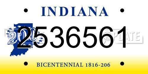 2536561 Indiana License Plate