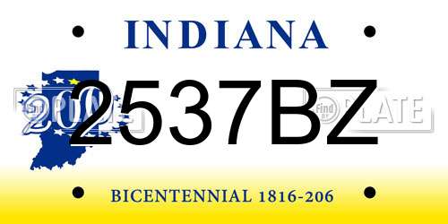 2537BZ Indiana License Plate
