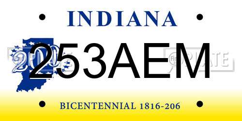 253AEM Indiana License Plate
