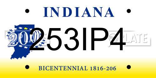 253IP4 Indiana License Plate