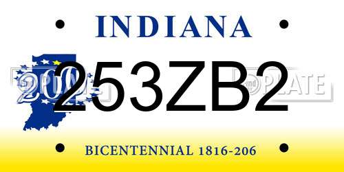 253ZB2 Indiana License Plate