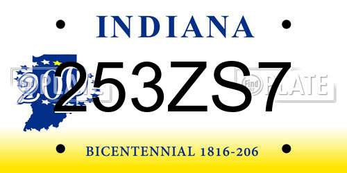 253ZS7 Indiana License Plate