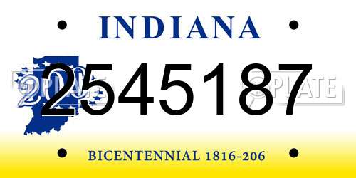 2545187 Indiana License Plate
