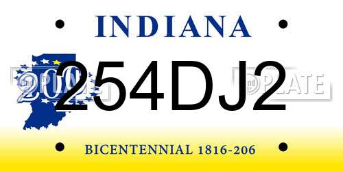254DJ2 Indiana License Plate