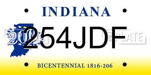 254JDF Indiana License Plate