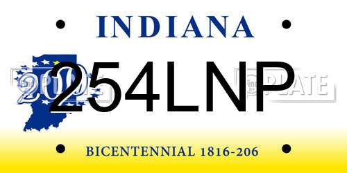 254LNP Indiana License Plate