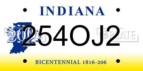 254OJ2 Indiana License Plate