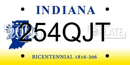 254QJT Indiana License Plate
