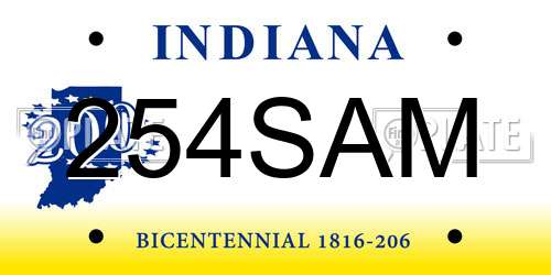 254SAM Indiana License Plate