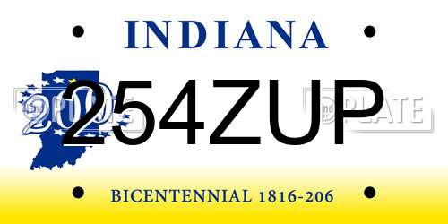 254ZUP Indiana License Plate