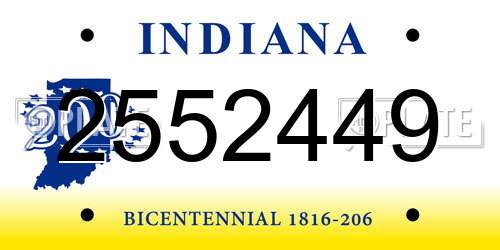 2552449 Indiana License Plate