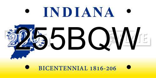 255BQW Indiana License Plate