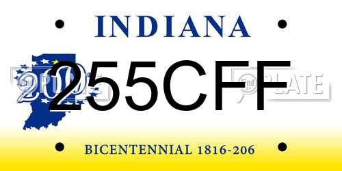 255CFF Indiana License Plate