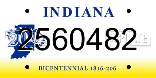 2560482 Indiana License Plate