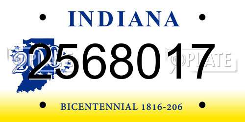 2568017 Indiana License Plate