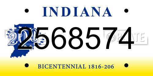 2568574 Indiana License Plate