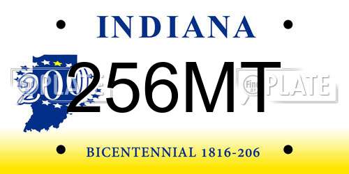 256MT Indiana License Plate