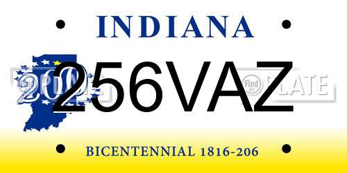 256VAZ Indiana License Plate