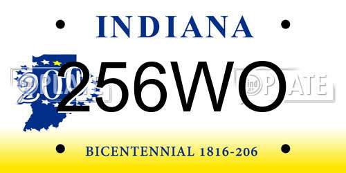 256WO Indiana License Plate