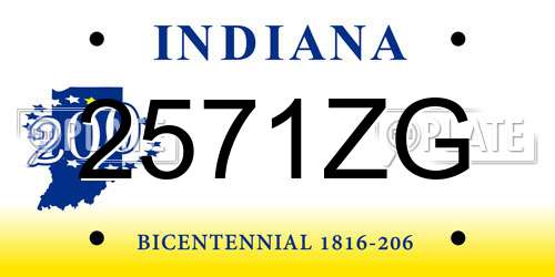 2571ZG Indiana License Plate