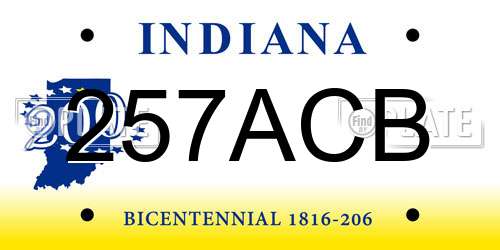 257ACB Indiana License Plate