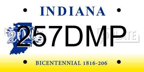 257DMP Indiana License Plate