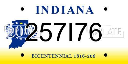 257I76 Indiana License Plate