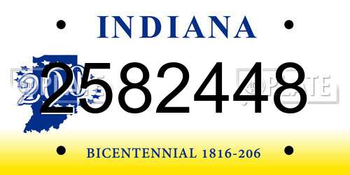 2582448 Indiana License Plate