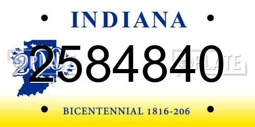 2584840 Indiana License Plate