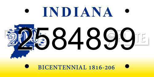 2584899 Indiana License Plate