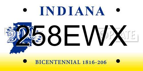 258EWX Indiana License Plate