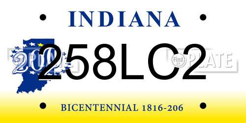 258LC2 Indiana License Plate