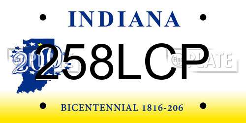 258LCP Indiana License Plate