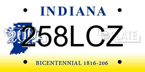 258LCZ Indiana License Plate