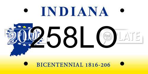 258LO Indiana License Plate