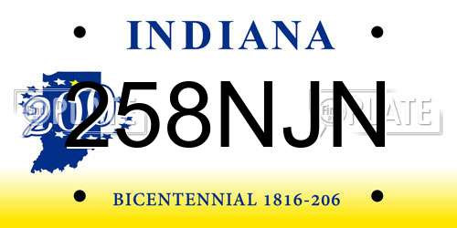 258NJN Indiana License Plate