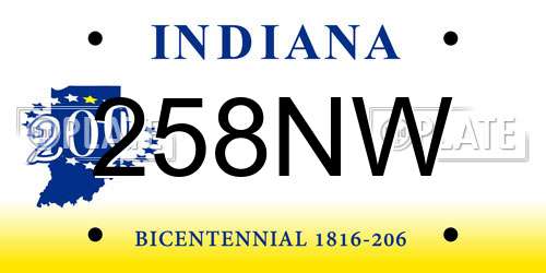 258NW Indiana License Plate