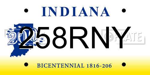258RNY Indiana License Plate