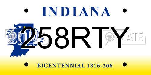 258RTY Indiana License Plate