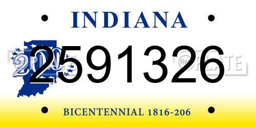 2591326 Indiana License Plate
