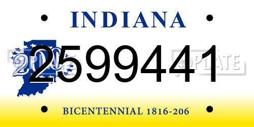 2599441 Indiana License Plate