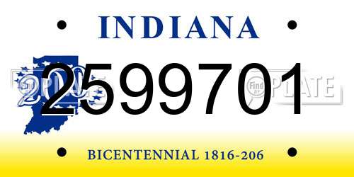 2599701 Indiana License Plate
