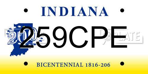 259CPE Indiana License Plate