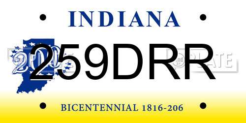 259DRR Indiana License Plate