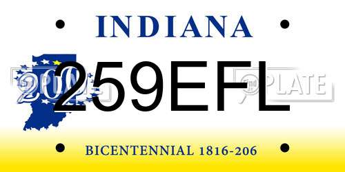 259EFL Indiana License Plate