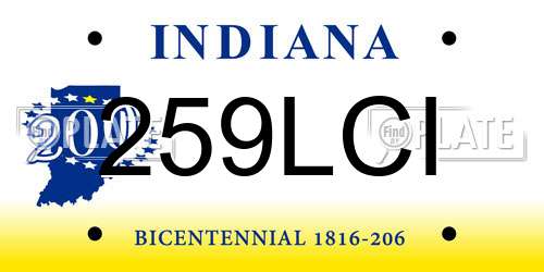 259LCI Indiana License Plate